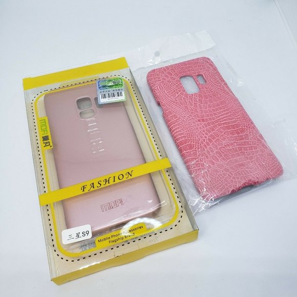 2 Hard Cell Phone Cases For Samsung Galaxy S9 Pink Faux Snake & Rose Gold NEW - Picture 2 of 7